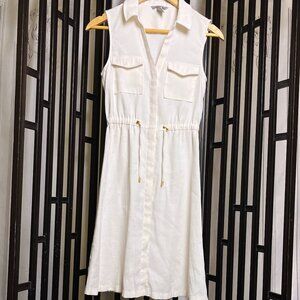 H&M Ivory White Sleeveless Button Down Collared Dress - Size 4